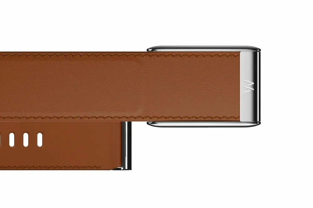 Whoop MG Leather Luxe Straight S 24mm Chestnut | Cream | Titanium - кожаный люкс ремешок для браслета Whoop MG