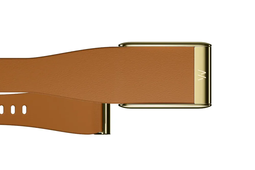 Whoop MG Leather Luxe Tapered L 14mm Camel | Gold - кожаный люкс ремешок для браслета Whoop MG