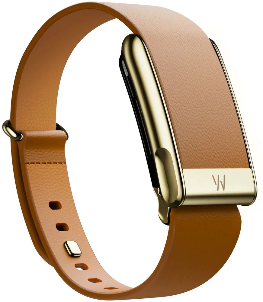 Whoop MG Leather Luxe Tapered L 14mm Camel | Gold - кожаный люкс ремешок для браслета Whoop MG