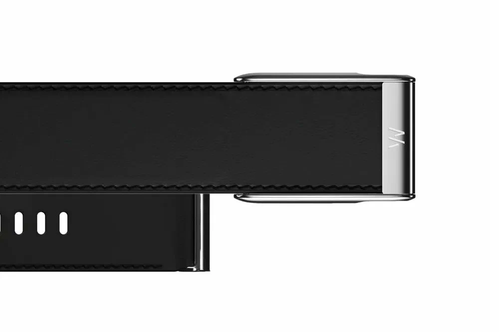 Whoop MG Leather Luxe Straight L 24mm Black | Cream | Titanium - кожаный люкс ремешок для браслета Whoop MG