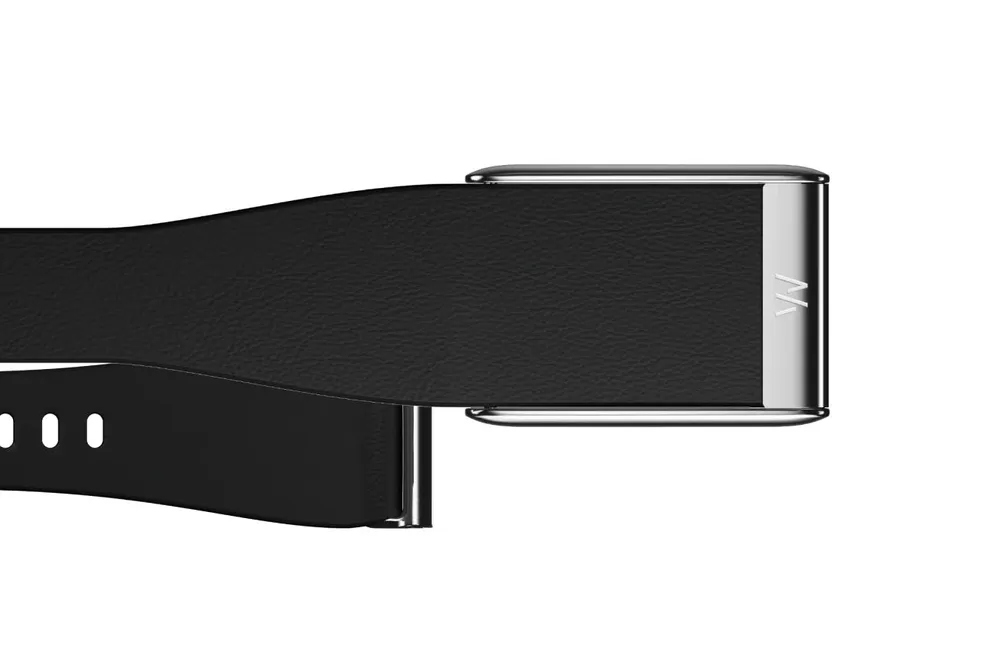 Whoop 5.0 Leather Luxe Tapered L 14mm Black | Titanium - кожаный люкс ремешок для браслета Whoop 5.0