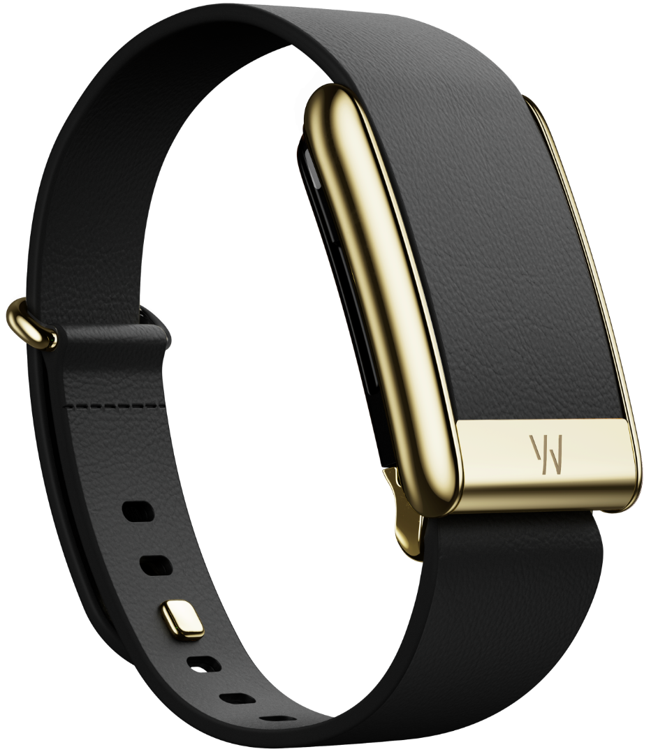 Whoop 5.0 Leather Luxe Tapered L 14mm Black | Gold - кожаный люкс ремешок для браслета Whoop 5.0