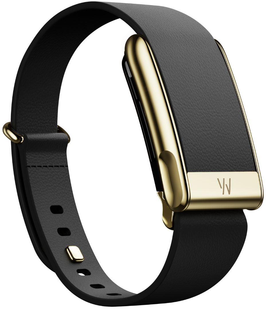 Whoop MG Leather Luxe Tapered L 14mm Black | Gold - кожаный люкс ремешок для браслета Whoop MG