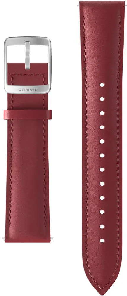 Ремешок Withings Curved Leather Wristband 20mm Burgundy  Silver