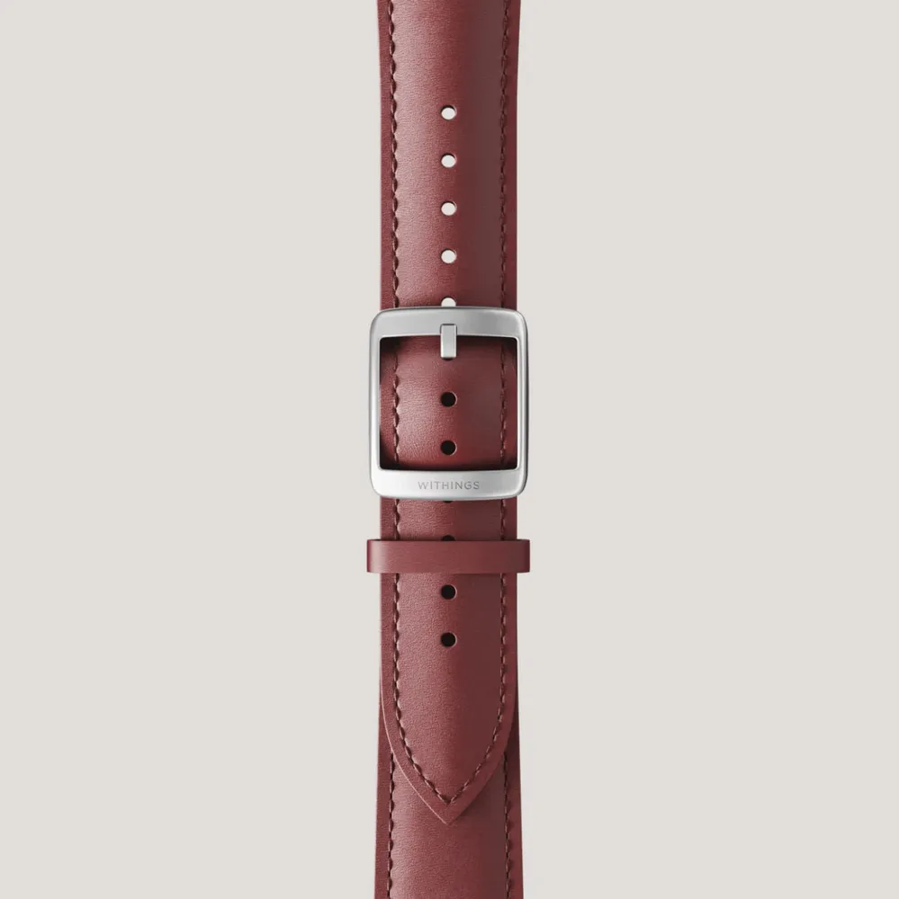 Ремешок Withings Curved Leather Wristband 20mm Burgundy  Silver