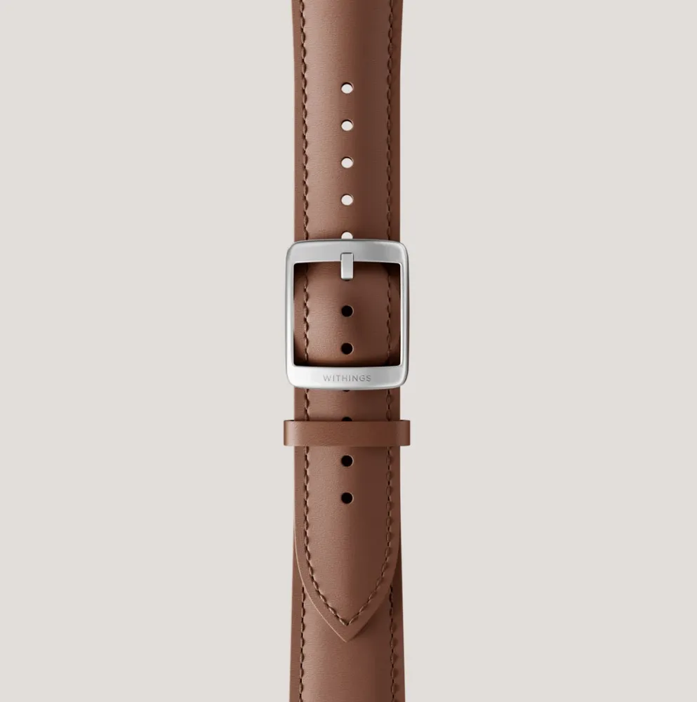 Ремешок Withings Curved Leather Wristband 20mm Brown  Silver